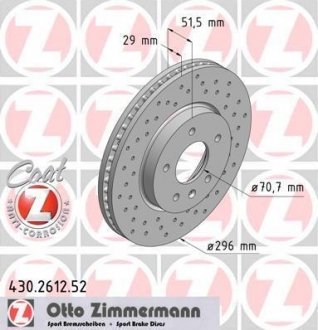 Гальмівний диск ZIMMERMANN 430261252 (фото 1)