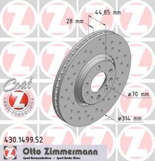 Гальмівний диск ZIMMERMANN 430149952