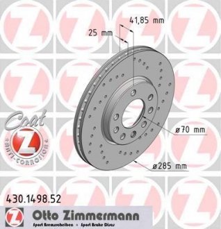 Гальмівний диск ZIMMERMANN 430149852