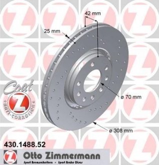 Гальмівний диск ZIMMERMANN 430148852