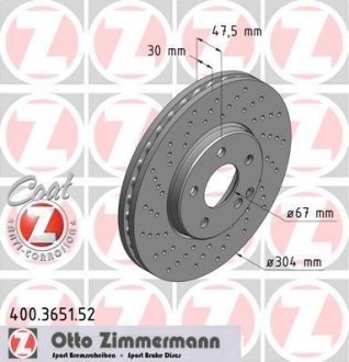 Гальмівний диск ZIMMERMANN 400365152 (фото 1)