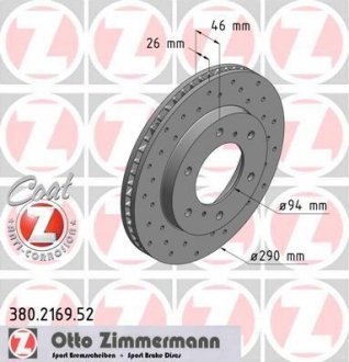 Гальмівний диск ZIMMERMANN 380216952 (фото 1)