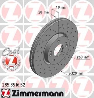 Гальмівний диск ZIMMERMANN 285351652