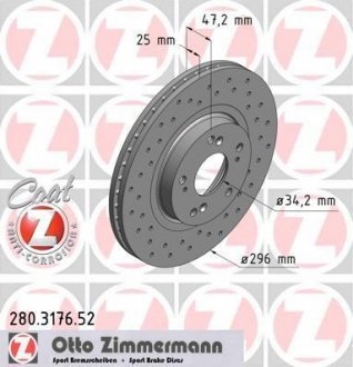 Гальмівний диск ZIMMERMANN 280317652 (фото 1)