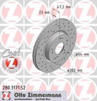 Гальмівний диск ZIMMERMANN 280317152 (фото 1)