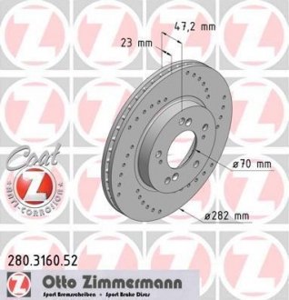Гальмівний диск ZIMMERMANN 280316052 (фото 1)