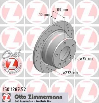 Гальмівний диск ZIMMERMANN 150128752 (фото 1)