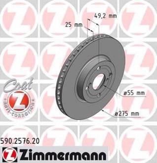 Гальмівний диск ZIMMERMANN 590257620 (фото 1)