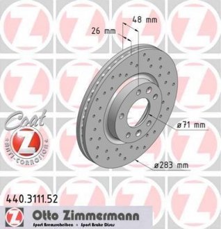 Гальмівний диск ZIMMERMANN 440311152 (фото 1)