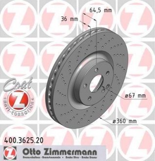 Гальмівний диск ZIMMERMANN 400362520 (фото 1)