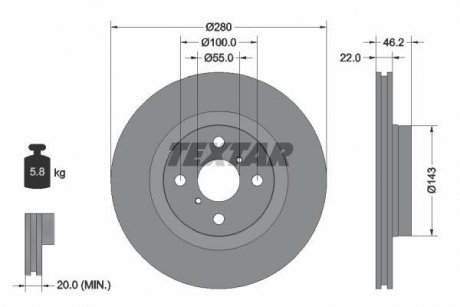 Гальмівний диск TEXTAR 92287603 (фото 1)