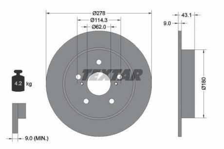 Гальмівний диск TEXTAR 92222300 (фото 1)