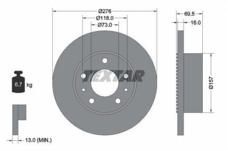 Гальмівний диск TEXTAR 93104800