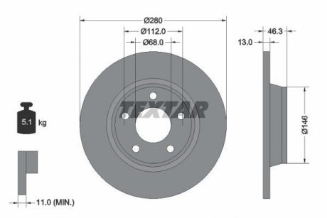 Гальмівний диск TEXTAR 92071603 (фото 1)