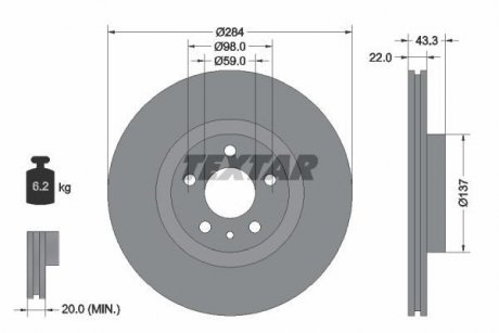 Гальмівний диск TEXTAR 92252803