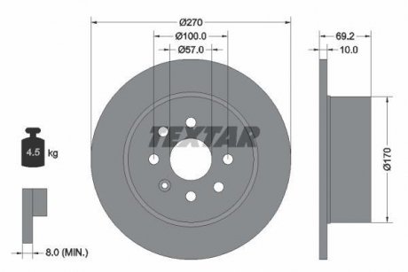 Гальмівний диск TEXTAR 92075503 (фото 1)
