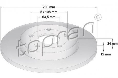 Гальмівний диск TOPRAN / HANS PRIES 301957 (фото 1)