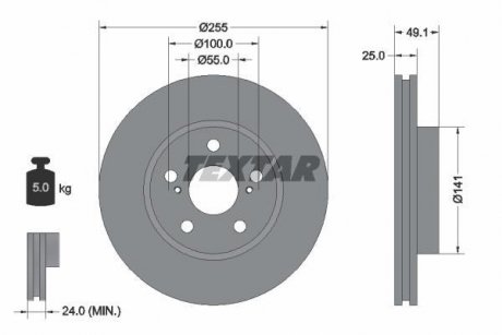 Гальмівний диск TEXTAR 92077400 (фото 1)