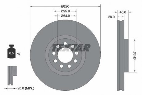 Гальмівний диск TEXTAR 92155700 (фото 1)
