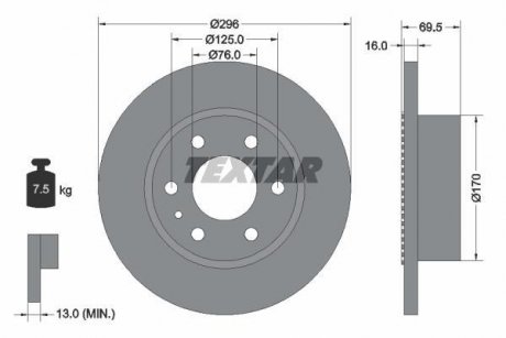 Гальмівний диск TEXTAR 93177500 (фото 1)
