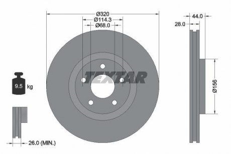 Гальмівний диск TEXTAR 92222003 (фото 1)