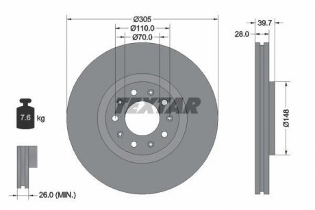 Гальмівний диск TEXTAR 92220803 (фото 1)