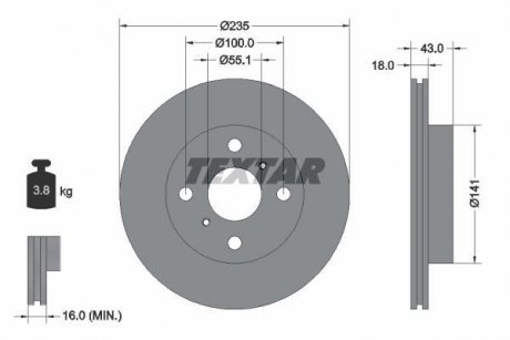 Гальмівний диск TEXTAR 92103603