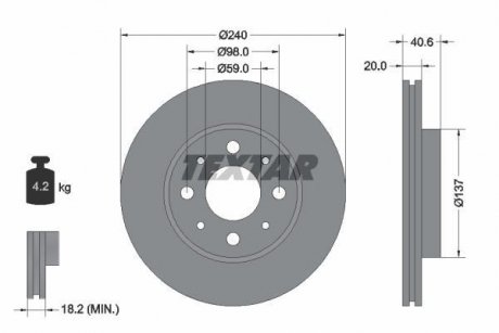 Гальмівний диск TEXTAR 92118003 (фото 1)