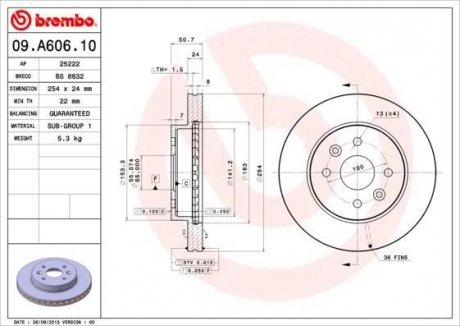Гальмівний диск BREMBO 09A60610 (фото 1)