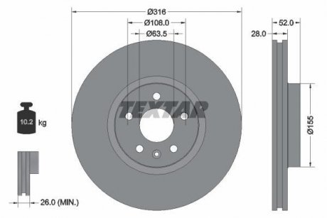 Гальмівний диск TEXTAR 92162305 (фото 1)