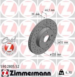 Гальмівний диск ZIMMERMANN 590280552