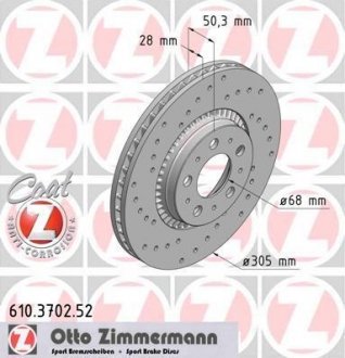 Гальмівний диск ZIMMERMANN 610370252 (фото 1)