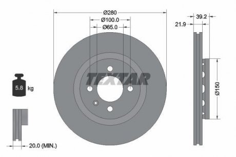 Гальмівний диск TEXTAR 92043500 (фото 1)