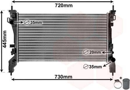 Радиатор охлаждения BIP/NEMO/FIORINO 1.3D -AC VAN WEZEL 17002385