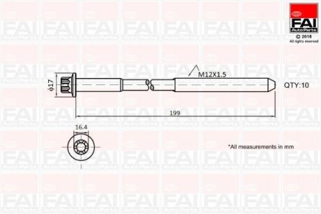 Bolt Kit, cylinder head FAI B1756