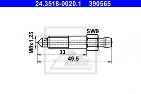 Болт воздушного клапана / вентиль ATE 24351800201 (фото 1)