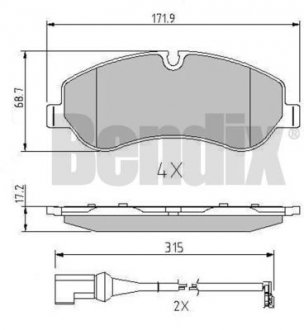 КОЛОДКИ ТОРМОЗНЫЕ FORD TRANSIT 13> ПЕРЕД Bendix 511146