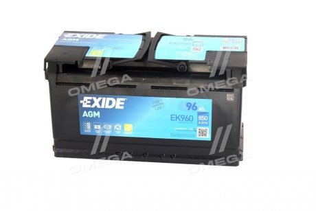 Акумуляторна батарея 96Ah/850A (353x175x190/+R/B13) (Start-Stop AGM) (аналог EK950) EXIDE EK960 (фото 1)