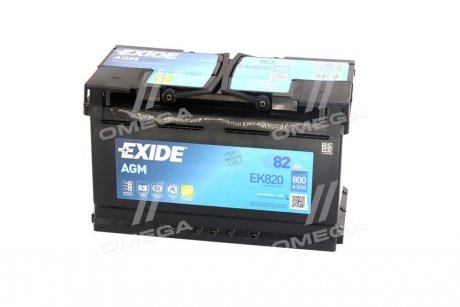 Акумуляторна батарея 82Ah/800A (315x175x190/+R/B13) (Start-Stop AGM) EXIDE EK820 (фото 1)