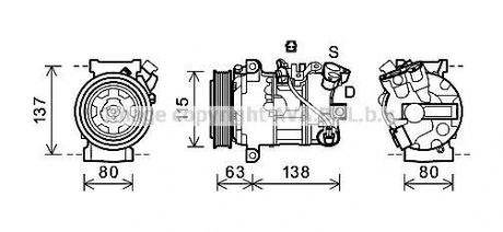 Компрессор кондиционера Renault Megane/Scenic 1.4/1.6/2.0 dCi 09- AVA COOLING RTAK491 (фото 1)
