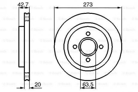 VW Диск тормозной передний Bora 10/00-, A3 04/99-, Octavia 08/00- BOSCH 0986478816 (фото 1)