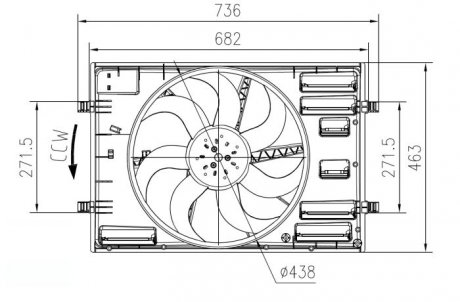 Вентилятор радіатора з дифузором електричний AUDI 13- NRF 47916
