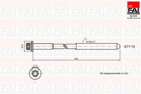 DB К-т болтов головки цилидра M10*1.5мм W203, W204, W211 FAI B1465