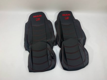 Набір чохлів на сидіння MAN TGA 460-480 XXL чорного кольору з червоною ниткою Турция SD-MA-XXLRD (фото 1)