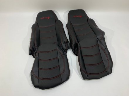 Набір чохлів на сидіння DAF XF95 - XF105 чорного кольору з червоною ниткою Турция SD-DA-95105RD (фото 1)