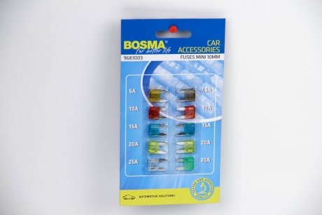 Запобіжник MINI 10 MM BLISTER К-т (Блистер 10 шт) BOSMA 2614