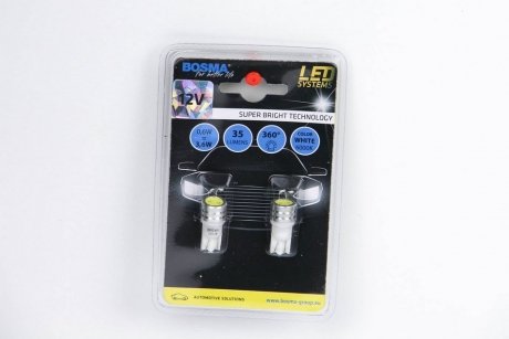 Автолампа T10 LED 12V 1xSMD 7080 LED WHITE (2 шт) BOSMA 3994