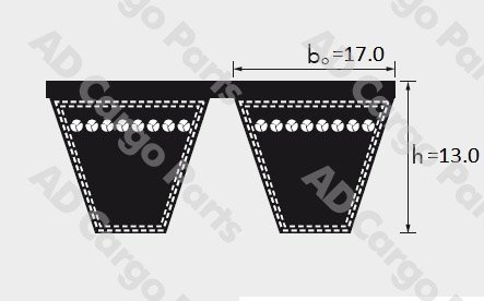 Ремінь кондиціонера 2x17x2200 Scania K114 OPTIBELT 220.017.2F