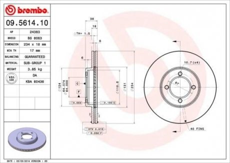 Гальмівний диск BREMBO 09561410