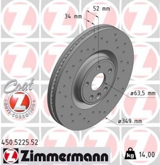 Гальмівний диск ZIMMERMANN 450522552